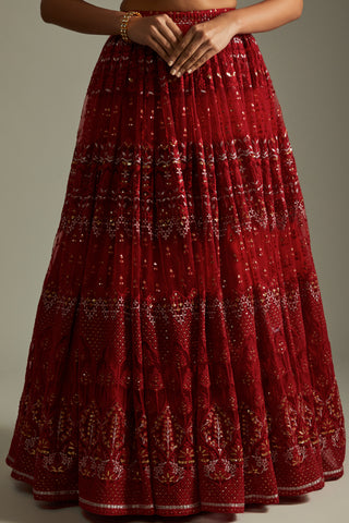 Ruby red lehenga set