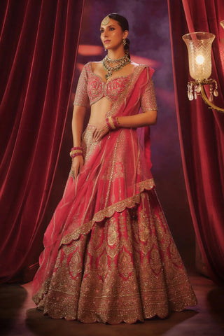 Cherry red arushi lehenga set