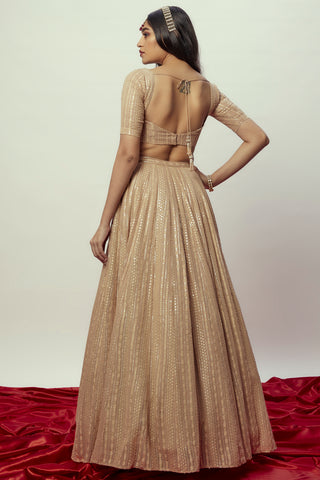 Rose gold sequin lehenga set