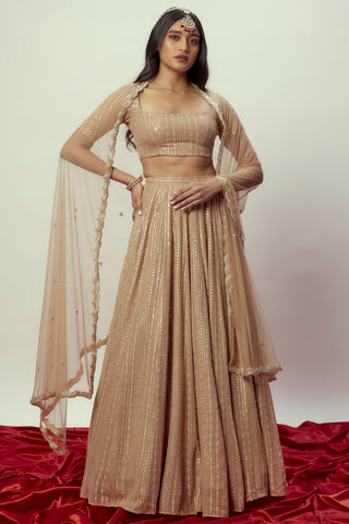 Rose gold sequin lehenga set