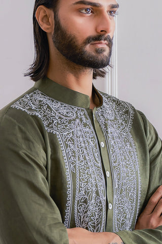 Green lahore kurta set