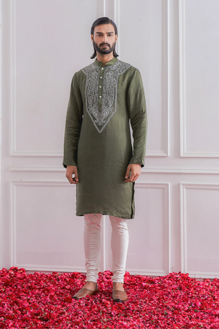 Green lahore kurta set