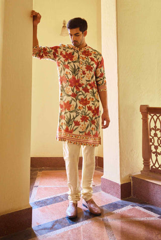 Akbari cream kurta and churidaar