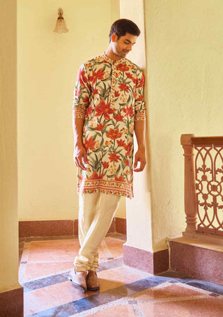 Akbari cream kurta and churidaar