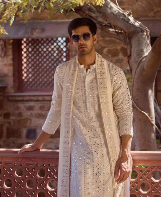 Sheesh mahal offwhite kurta set