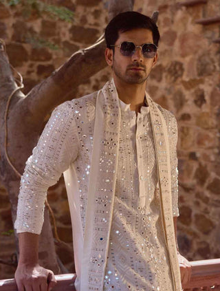 Sheesh mahal offwhite kurta set