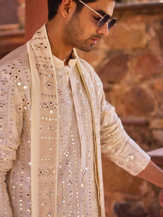 Sheesh mahal offwhite kurta set