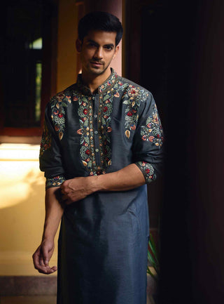 Asirgarh slate gray kurta and salwar