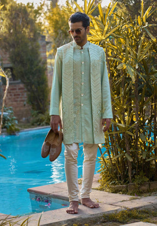 Fateh mint green bandi set