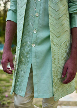 Fateh mint green bandi set