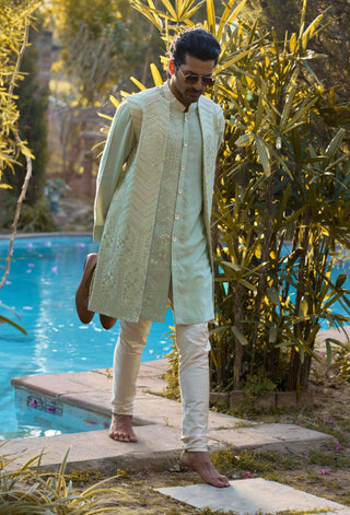 Fateh mint green bandi set