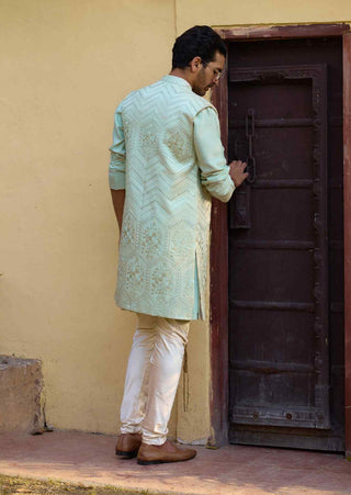 Fateh mint green bandi set