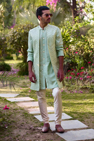 Fateh mint green bandi set