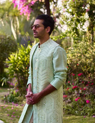 Fateh mint green bandi set