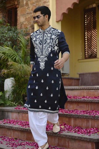 Dhanbai navy blue kurta and salwar