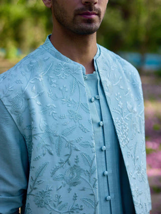 Akbari  powder blue bandi set