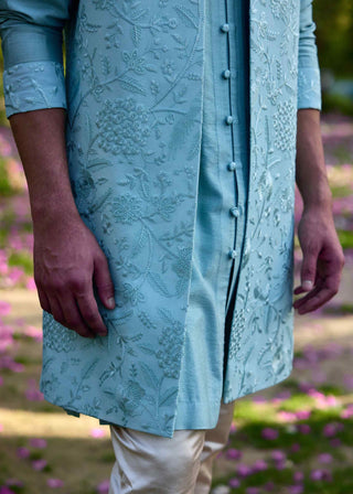 Akbari  powder blue bandi set