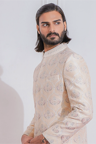 Peach mirpur sherwani set