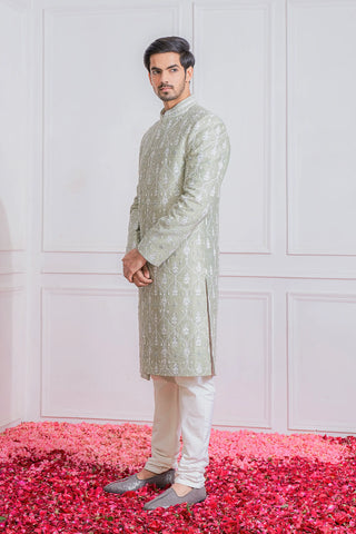 Green hasilpur sherwani set