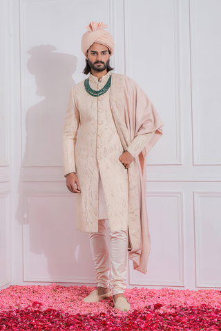 Pink kabaal sherwani set