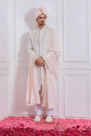 White umerkot sherwani set