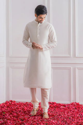 White umerkot sherwani set