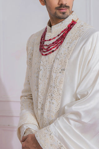 White feroz sherwani set