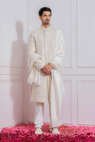 White feroz sherwani set