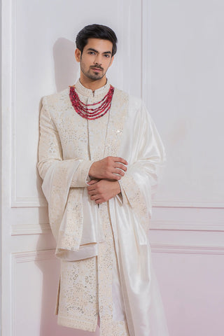 White feroz sherwani set