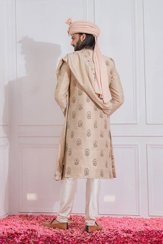 Beige lahore sherwani set