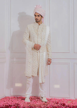 White turbat sherwani set