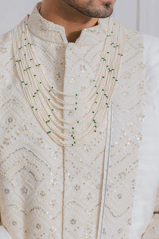 White turbat sherwani set