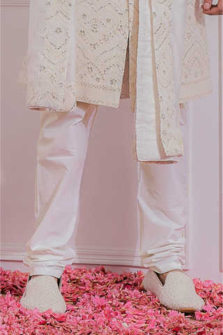 White turbat sherwani set