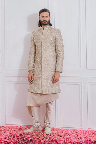 Gray sukkur sherwani set