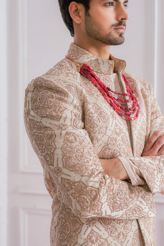 Pink ahemadpur sherwani set