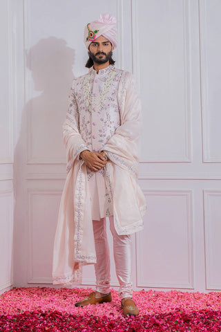 Pink karachi sherwani set