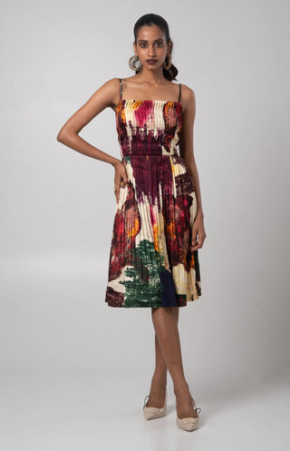 Multicolored knee length dress