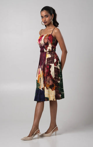 Multicolored knee length dress