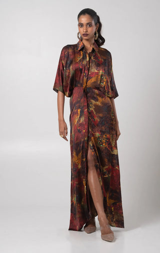 Multicolored button down maxi dress