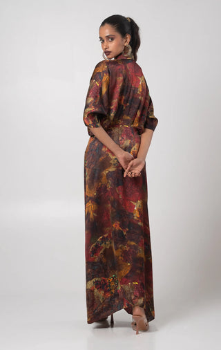 Multicolored button down maxi dress