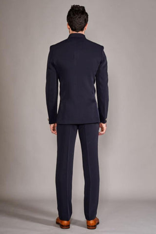 Navy blue classic bandhgala suit