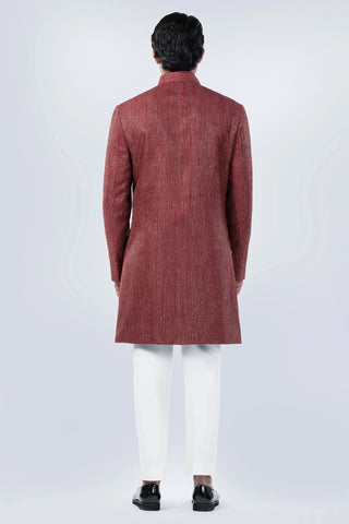 Maroon gold and badla embroidered fusion jacket