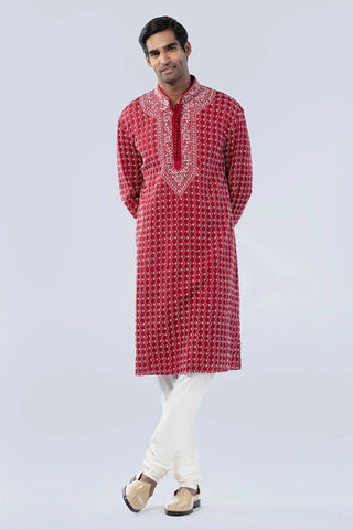 Maroon chikankaari kurta