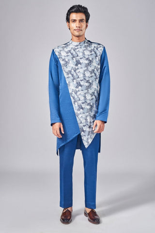 Blue printed over lap kurta