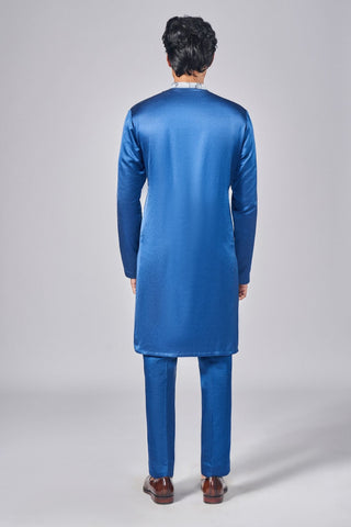 Blue printed over lap kurta