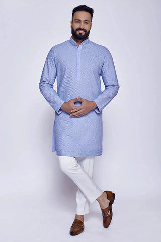 Purple thread work cut dana embroidered kurta