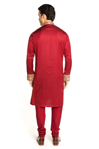 Maroon marodi embroidered kurta set