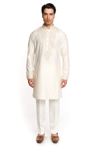 Ivory spring embroidery kurta