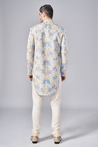 Ivory thread cut dana all over embroidered sherwani