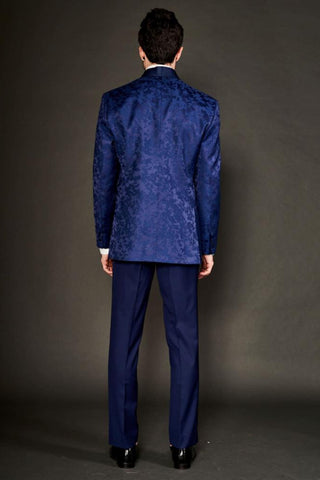 Navy blue camoflauge shawl lapel tuxedo suit